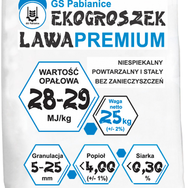 GS Pabianice sklad opalu Polnocna 2 ekogroszek workowany ekogroszek Lawa premium 29 MJ/kg Lawa 26 MJ/kg